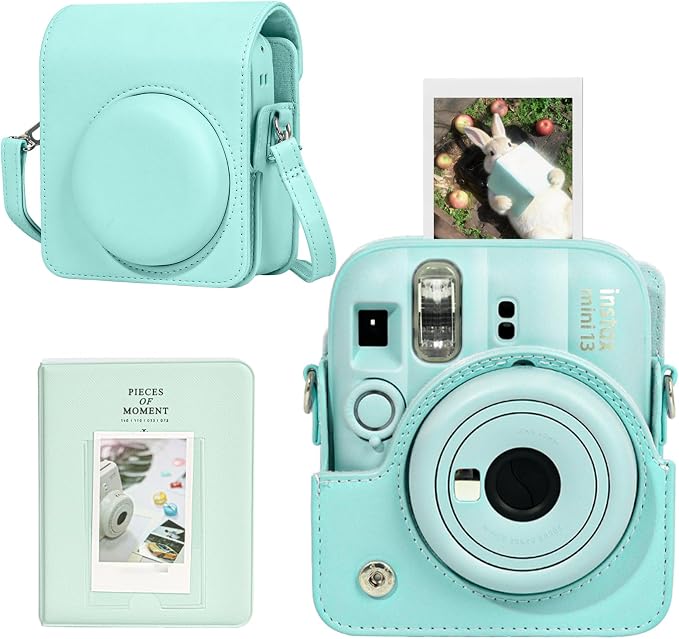 CAIYOULE Camera Case for Fujifilm Instax Mini 13 Instant Camera, Green | Mini 13 Protective Camera Case, PU Leather Camera Bag for Fuji Instax Mini 13, with Photo Album, Adjustable Shoulder Strap by CAIYOULE