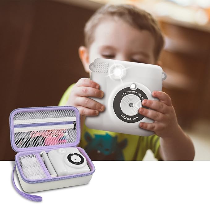 Kids Instant Print Camera Case, Travel Storage Bag for Girls Boys | For ESOXOFFORE/ for Dylanto/ for WEEFUN/ for Anchioo/ for GKTZ/ for Amzelas/ for Mafiti, Mesh Pocket, Detachable Wrist Strap - Image 7