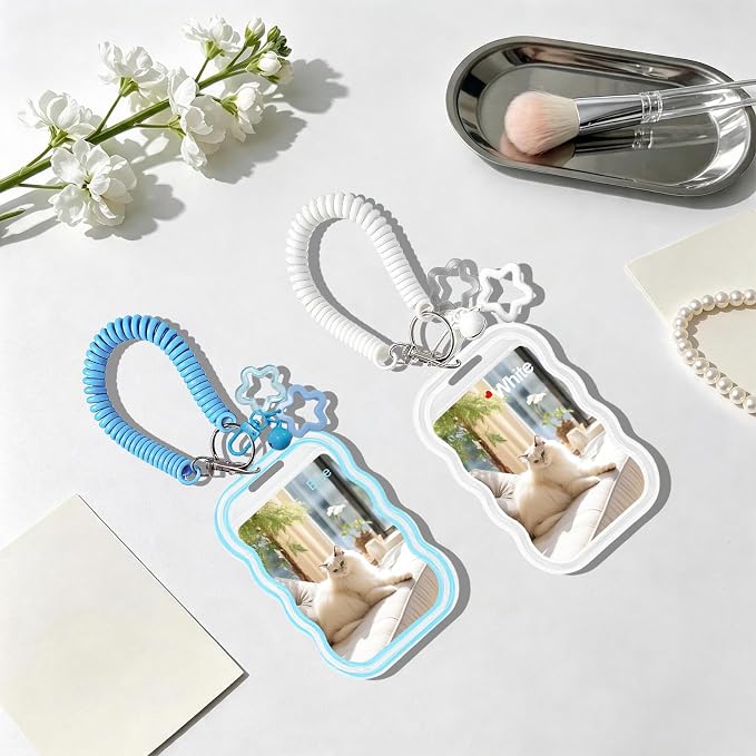 2 Pack Cute Photocard Holder Keychain,Kpop Photo Card Holder | Creative Photo Protector Keychain Accessories for Bus Card, Daily Display & Travel Decorations Gifts - Image 5