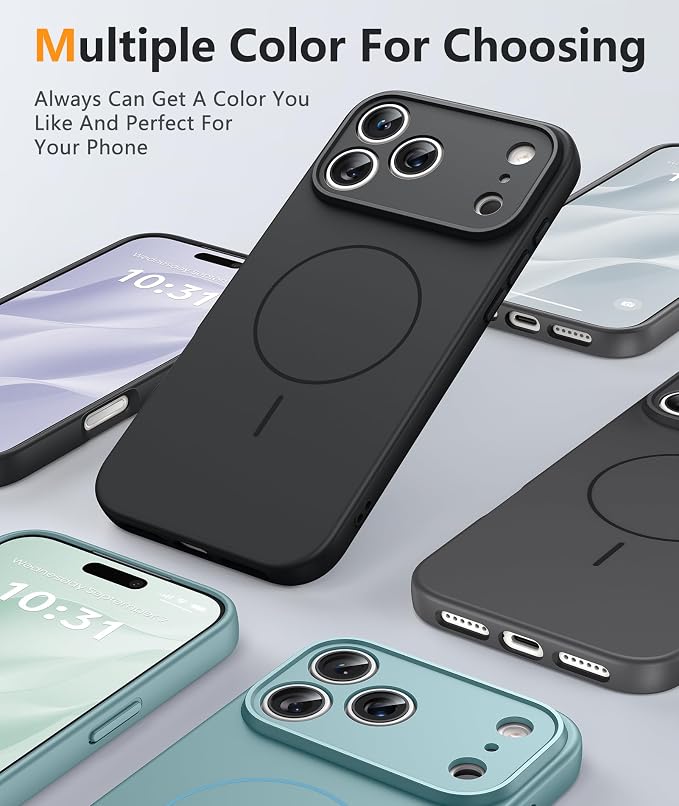 FNTCASE for iPhone 17 Pro Case, Fit for Magsafe, Screen Protector | Full Camera Protection, Integrated Silicone, 14FT Military Grade Drop Proof, Shockproof Protective Phone Cover, Full Black - Image 5