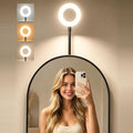 Suction Cup Makeup Lights for Vanity Mirror,Full Length Mirror Selfie Light | LED Vanity Lights Stick on, Ring Light for Makeup Vanity Table & Bathroom Mirror, 3 CCT & 10 Brightness, Plug in, Black by yimaxps
