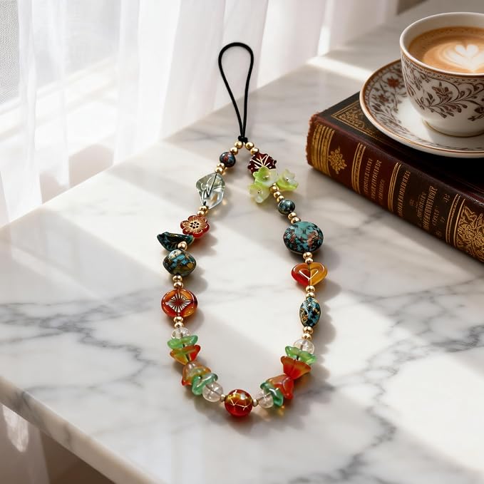 Cute Beaded Camera Wrist Strap for Phone, Digital Camera Charm Lanyard, Pearl Beaded Chain for Bag Keychain Gift - Image 5