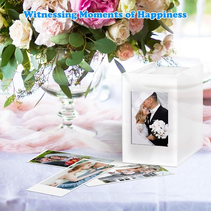 Acrylic Polaroid Picture Frame and Photo Storage Box With magnetic sliding cover for Instax Mini Polaroid Film, 2x3 Instax Frame, Wedding Guest Book Alternative for Reception Graduation Gift - Image 4