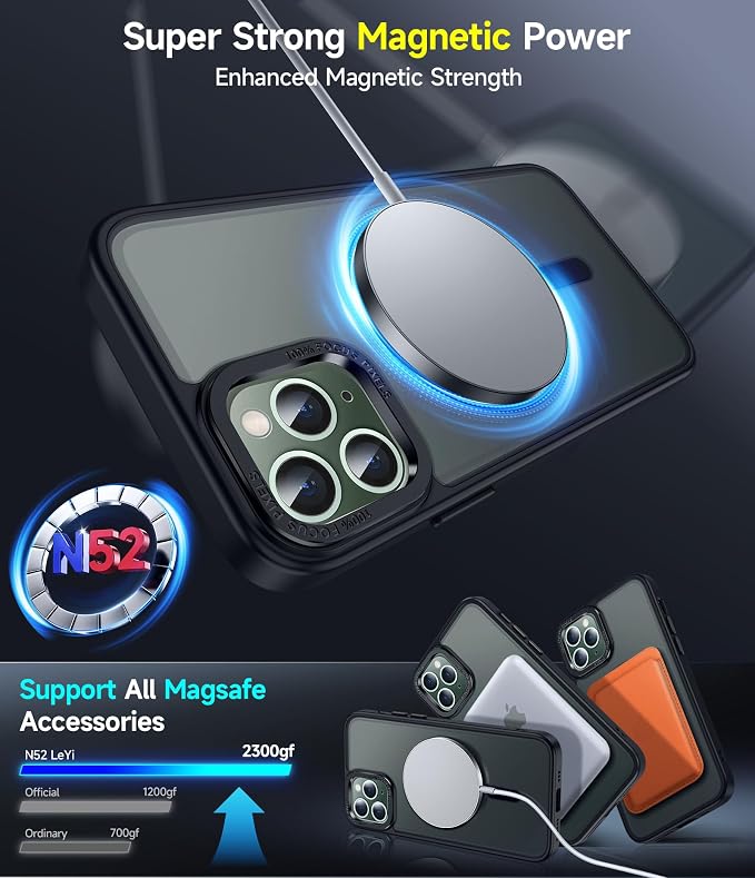 LeYi for iPhone 11-Pro-Case with Screen Protector X2 + Camera Cover X2: i Phone 11pro Cases for MagSafe Magnetic 11Procase Protection Affordable Women Men Daily Style Teens & Young, Black - Image 3