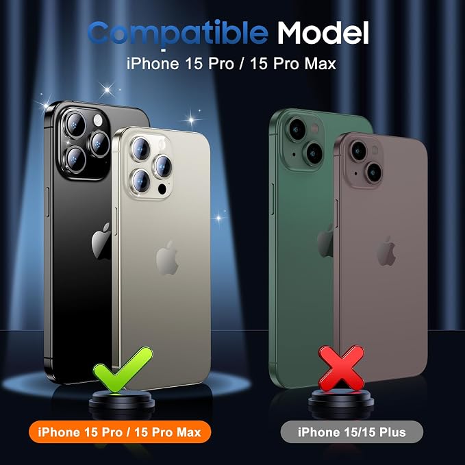 UniqueMe for iPhone 15 Pro/15 Pro Max Camera Lens Protector Bling Golden | 3 Pack-Drop Protection, Case Friendly, 9H Tempered Glass, Camera Cover Screen, Update New Version - Image 7