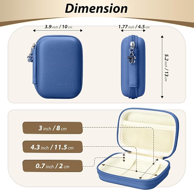 Digital Camera Case for KODAK PIXPRO FZ55/FZ45, Case Only, Royal Blue | Fits CAMKORY DC403 and Canon PowerShot ELPH 360 HS Compact Digital Cameras, Small Hard Shell Camera Pouch with Mesh Pocket - Image 2