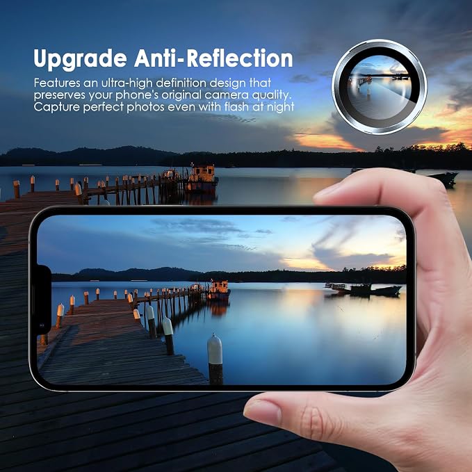 Camera Lens Protector for iPhone 17e & 16e, Silver | AR+AF, 9H Tempered Glass, Individual Metal Ring, Anti Glare, Fall Protection, Camera Screen Cover - Image 5