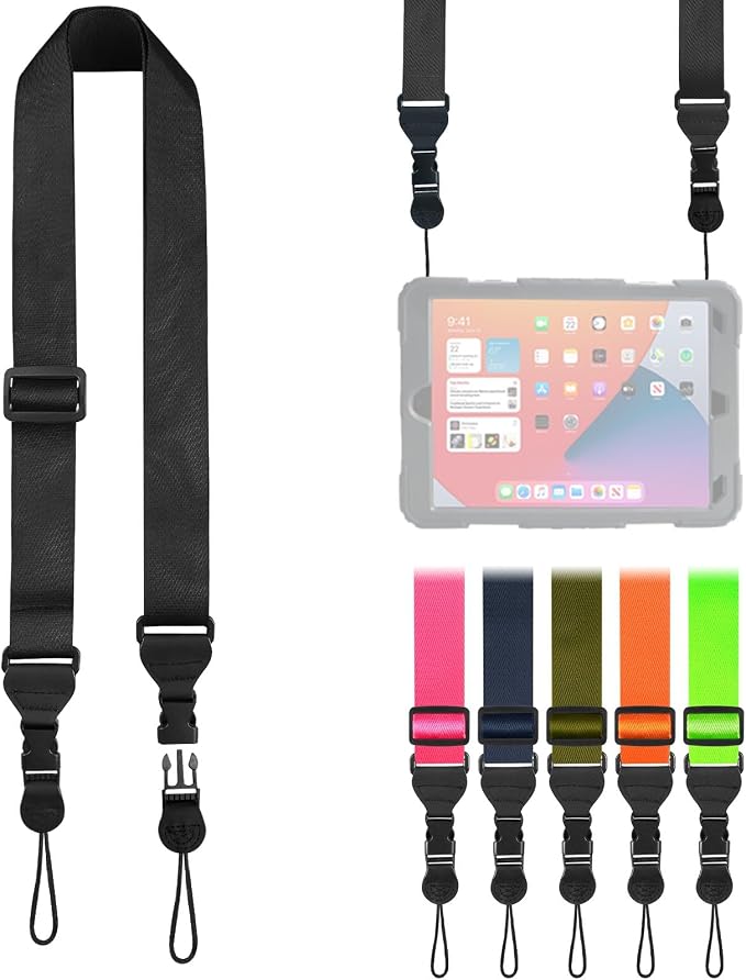 FIEIL Adjustable Shoulder Strap, Nylon Camera Strap, Comfortable Neck Strap for iPad, Cellphone Tablet, Camera, Laptop, Binocular, Luggage Bag (Black Universal Lanyard) by FIEIL