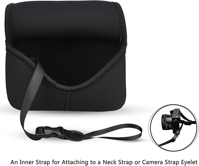 Neoprene Camera Case Pouch for Compact Camera + Lens Below 4.7x2.9x3.4" | w Anti-Lost Strap,Camera Bag for Leica DLUX8, XM5 w XF 23mm F2.8, ZV-E10 A6100 A6500 A6300 w E 16-50,LX100,M10 M w EF-M 22 F2 - Image 7