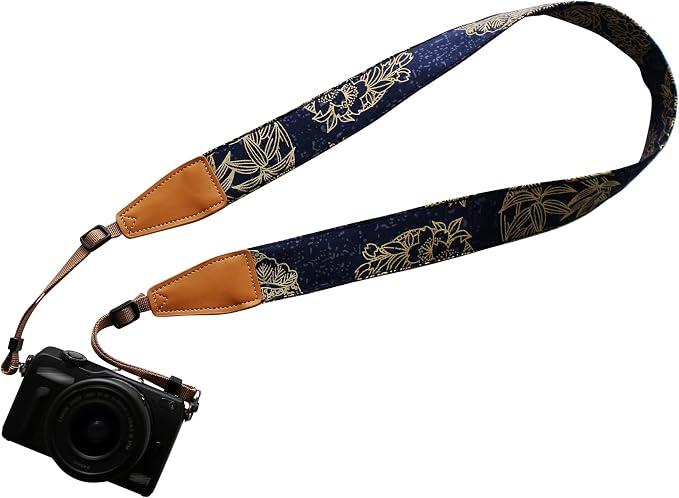 UNIKSTRAP Original Design Personalized Adjustable Camera Strap Golden Flowers Line Drawing on Blue, Fit for Canon Nikon Sony Olympus Interchangeable Lens Digital Camera/DSLR etc. by Unknown