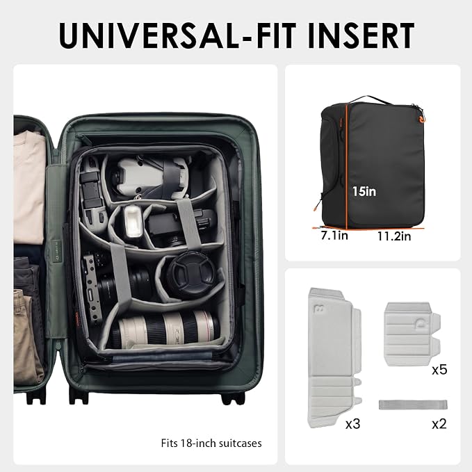 TARION Medium Camera Insert Bag Quick Access DSLR Inner Case Organizer M | Fits 2 Cameras 7 Lenses Drone Gear, Full Back Opening, Framed Top Lid, Protective Insert Cube, 14.6x11x6.7" ShellCore M - Image 3