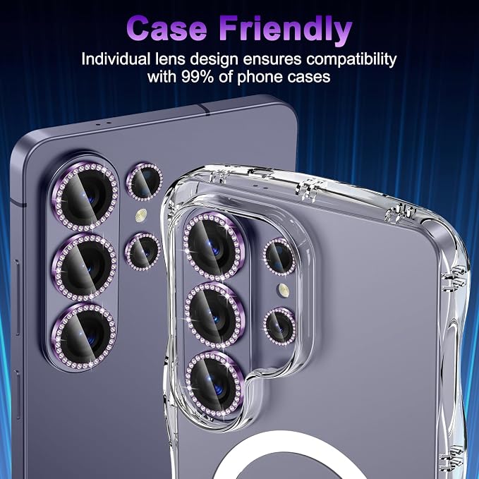 Meshine for Samsung Galaxy S26 Ultra Camera Lens Protector,Scratch Proof,Strong Adsorption,9H Hardness with Metal Ring Camera Cover,Ultra Thin Case Friendly, Accessories Lens Protector,Shiny Purple - Image 6