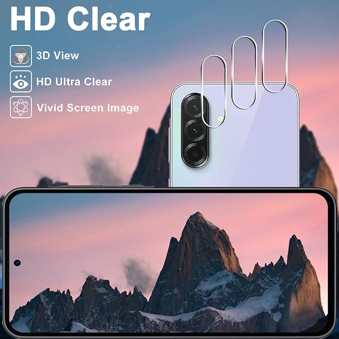 [3+3 Pack] Galaxy A36 5G Screen Protector + Camera Lens Protector, 9H Tempered Glass, Anti Scratch, Easy Installation, Bubble Free, HD Screen Protector for Samsung Galaxy A36 5G - Image 4