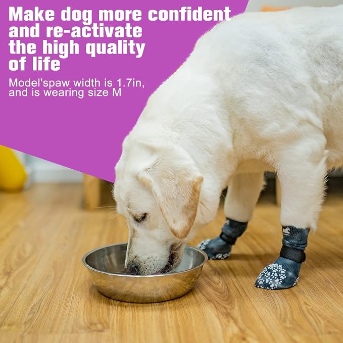 EXPAWLORER Anti Slip Dog Socks to Prevent Licking Paws, Dog Shoes for Hot Pavement, Dog Booties for Small Medium Large Senior Dogs, Traction Control Boots & Paw Protectors for Hardwood Floors - Image 7