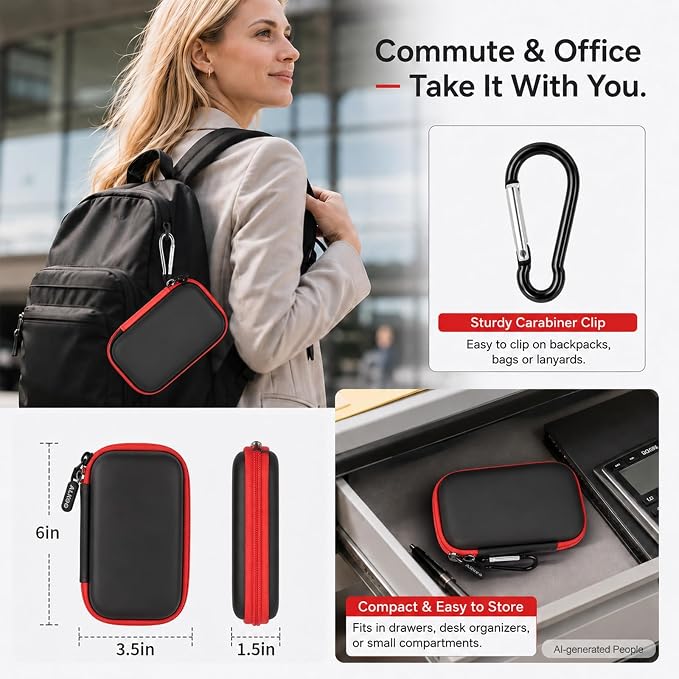 ALKOO Flash Drive Case USB Storage Case, Thumb Drive Holder, Holds 8, Black | Hard Shell, 8 Elastic Slots for USB Drives and SD/Memory Cards, Portable Travel and Office Organizer, Case Only, Black - Image 6