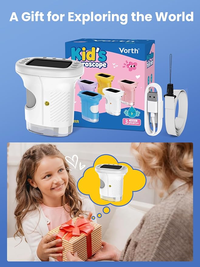 Microscope for Kids, 2.4 Inch Digital Microscope with 1000X Magnification, Handheld Camera Mini Pocket Magnifying Glass, Educational Toys for Ages 3+, White - Image 9
