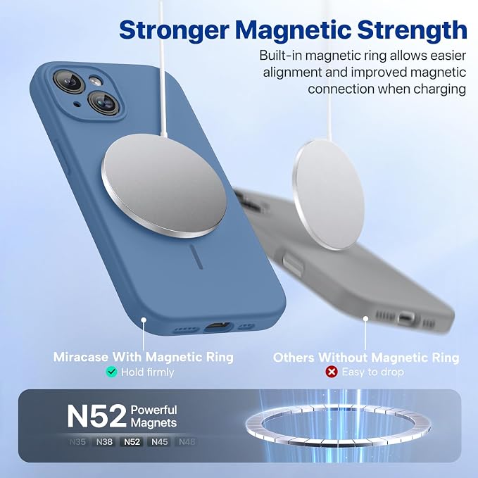 miracase Compatible with iPhone 15 Case, [Soft Anti-Scratch Microfiber Lining], Liquid Silicone Case Gel Rubber Shockproof Drop Protection Phone Case for iPhone 15, Glass Blue - Image 8