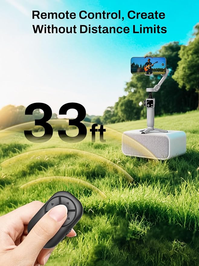 AOCHUAN Smartphone Gimbal Stabilizer for iPhone & Android, 3-Axis Phone Gimbal with Bluetooth Remote Control, Built-in 7.8” Extendable Rod, Face Tracking, Video Stabilizer – Smart V8 Kit White - Image 4