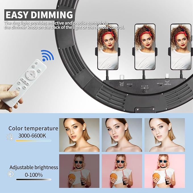 25 '' Ring Light Wall Mount with Phone Holder, Overhead Stand | Rotatable Triangle Boom Arm for Photography Lighting Studio, Live Streaming, Video Recording ,Salon, Barber, Beauty, Tattoo - Image 4