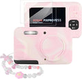 Camera Case for Kodak PIXPRO FZ55 with 2-Pack Screen Protector | Cute Charm Wrist Strap, Soft Silicone Protective Case with Removable Lens Cap for Kodak FZ55 Accessories - Pinkish White by Seltureone