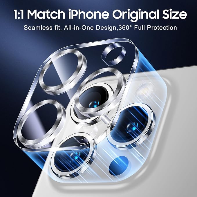 UniqueMe for 3 Pack iPhone 15 Pro/15 Pro Max Camera Lens Protector-White | Drop Protection, Case Friendly, 9H Tempered Glass, Camera Cover Screen, 2023 New Version - Image 5