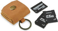 Leather SD Card Holder Keychain, SD Card Case Key Fob, Micro SD Card Holder Organizer, SD Card Storage Case, Memory Card Case Cover, Travel Memory Card Case (Vintage Brown) by MAKYN