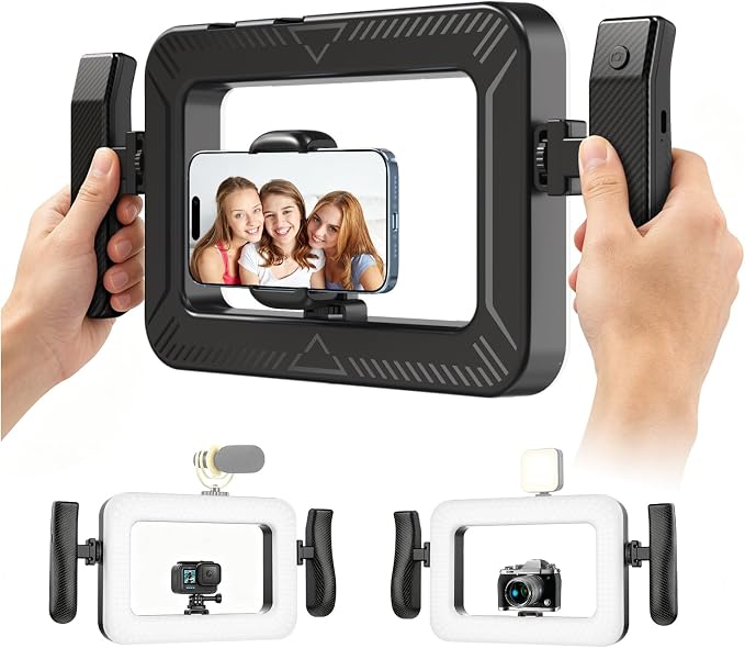 yAyusi Handheld Cell Phone Stabilizer with Light,Phone Light for Video Recording with Handle,3600mAh LED Selfie Ring Light for Phone with Phone Holder,Smartphone Video Rig for Camera,Vlog,TikTok by yAyusiPortableSelfieStand