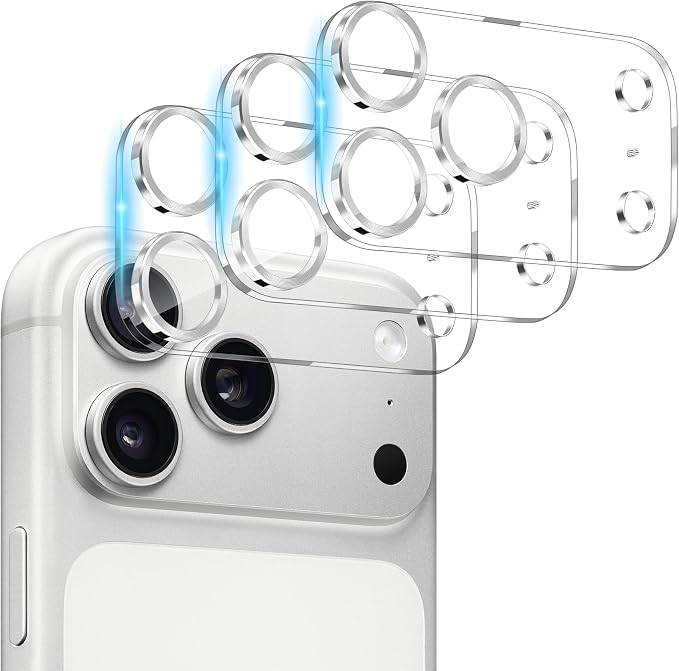 Dengduoduo 3 Pack Camera Lens Protector for iPhone 17 Pro, Tempered Glass, Ultra HD, 9H Hardness, Anti-Scratch, Case Friendly,[No Affect on Night Shots], Sliver by Dengduoduo