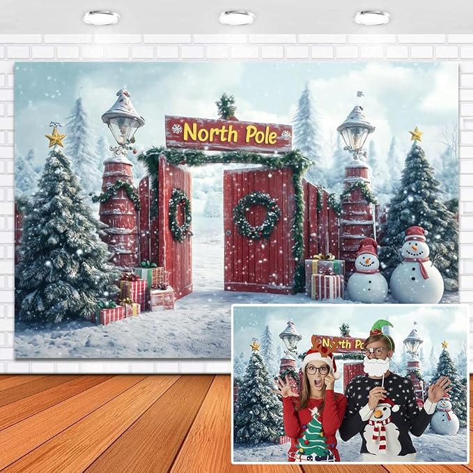 Winter Forest Backdrop Christmas Scene Background Snowy Xmas Tree Snowman Party Decorations Banner Photography Props 12x10ft Vinyl by XMJJKUF