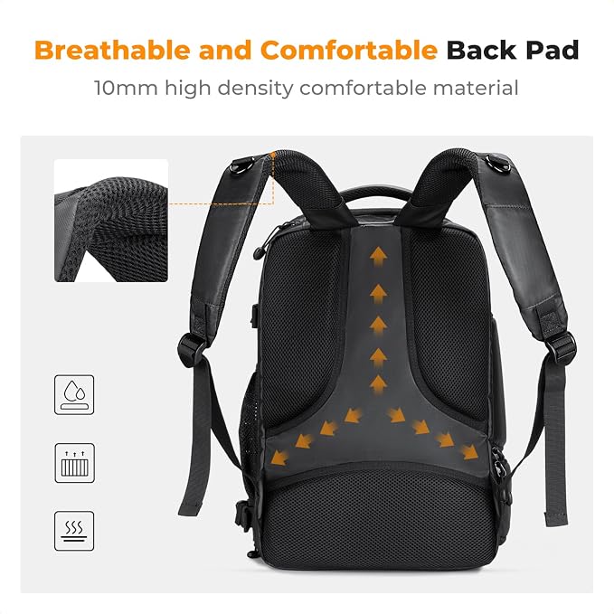 K&F CONCEPT Camera Backpack,25L Large Capacity Camera Bag for Photographers | Raincover, 15.6 Inch Laptop Compartment, Compatible for Canon/Nikon/Sony/DJI Mavic Drone, B10 - Image 4