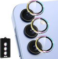 for Samsung Galaxy A35 5G Camera Lens Protector, Individual Metal Ring Tempered Glass Lens Cover, [Strong Adsorption] Scratch Resistant Ultra-Thin HD Clear Lens Cover, 1 Set-Colorful Sparkly by Btscase