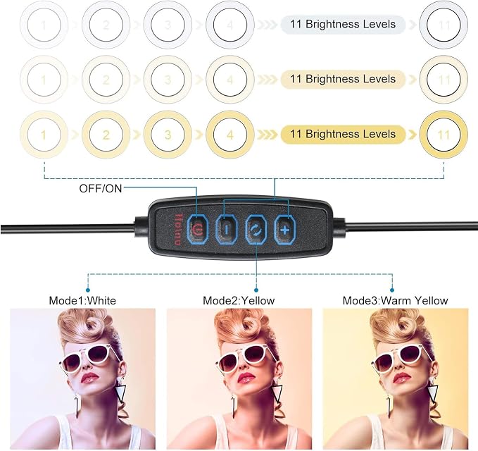 2 in 1 LED 6" Ring Light with Tripod Stand & Clamp for YouTube Video and Makeup, Mini LED Camera Light with Cell Phone Holder Desktop Lamp with 3 Light Modes & 11 Brightness Level - Image 2