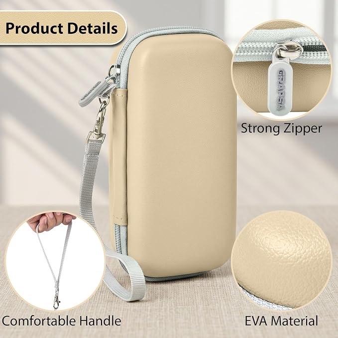 Film Camera Case for Kodak EKTAR H35 H35N Half Frame Film Camera | Camera and 35mm Film Rolls Storage, Mesh Pocket for Small Accessories, Travel and Home Organization; Slim, Beige, Case Only - Image 4