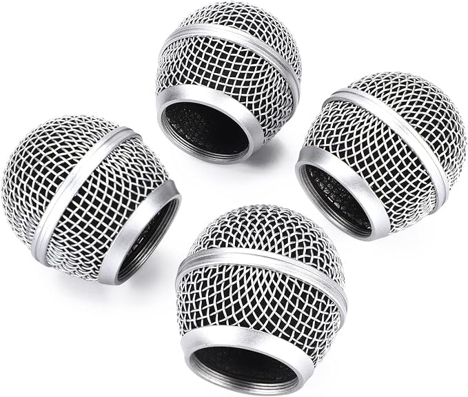 Facmogu 4PCS SM58 Grill Microphone Head Replacement, Grille Mic Head | Microphone Grille Ball with Inner Foam | Steel Mesh Microphone Heads | Fits for SM58 SM58S SM58LC BETA58 BETA58A | Silver - Image 7