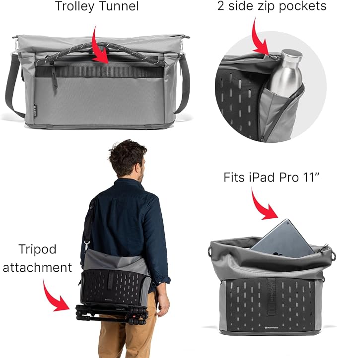 Manfrotto Uncover Camera Messenger Bag 12L, Expandable Roll-Top | Photography Shoulder Bag for Compact Mirrorless & DSLR, 11" Tablet Compartment, Everyday Travel Bag - Image 5