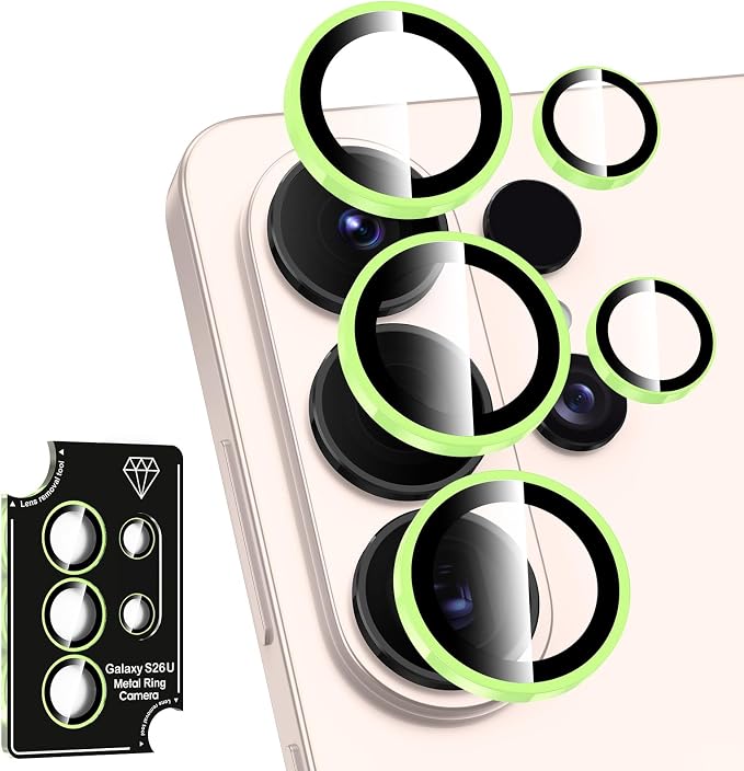 for Samsung Galaxy S26 Ultra Camera Lens Protector, Individual Metal Ring Tempered Glass Lens Cover, [Strong Adsorption] Scratch Resistant Ultra-Thin HD Clear Lens Cover, 1 Set-Yellow Shine by Btscase