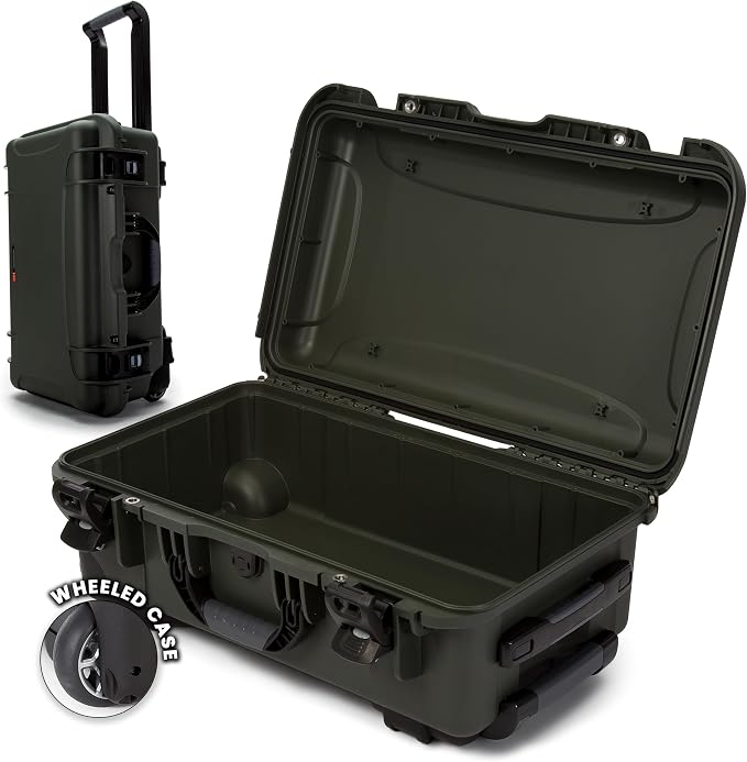 NANUK 935 Hard Case Empty - Waterproof with Wheels, 22"x14"x9" - Dustproof and Impact Resistant, Carry-On Approved for Most Airline - Olive by NANUK