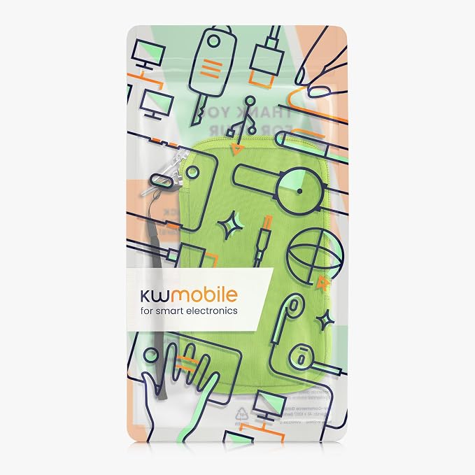 kwmobile Universal Phone Pouch Size L - 6.5" - Neoprene Smartphone Pouch with Zip - Water-Repellent Mobile Phone Case - Sleeve in Neon Green - Image 7