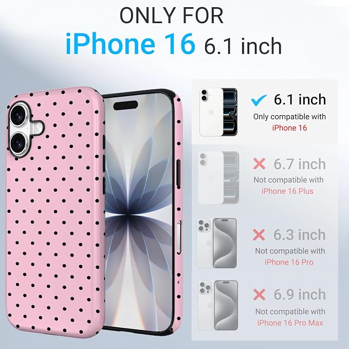 TPU Phone Case for iPhone 16, MagSafe Wireless Charging Compatible, Shockproof Slim Fit Protective Cover with Anti-Yellowing & Raised Camera Protection (Polka dot 4, iPhone 16) - Image 2