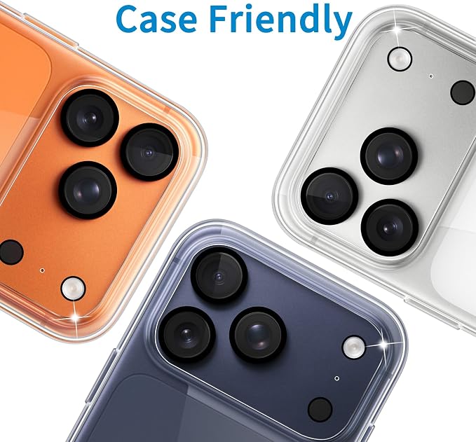 Dengduoduo 3 Pack Camera Lens Protector for iPhone 17 Pro, Tempered Glass, Ultra HD, 9H Hardness, Anti-Scratch, Case Friendly, Easy to Install [No Affect on Night Shots] - Image 6