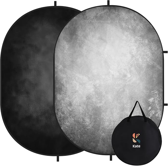 Kate Collapsible Backdrop Gray Black Folding Pop Up Photo Backdrops 148 | Gray Black Photo Background, 5x6.5ft(1.5x2m) Collapsible Backdrop for Photography, Self Tape, Video by KateBackdropforPhotography