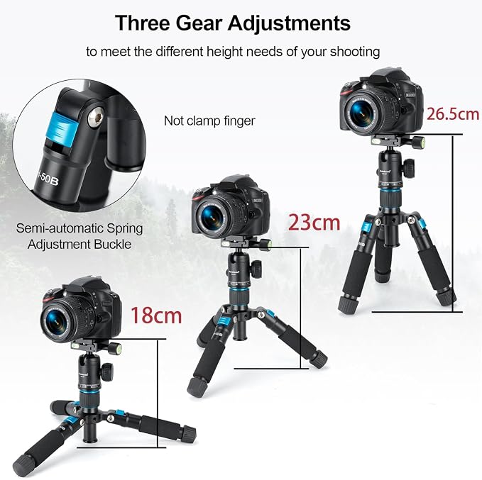 Koolehaoda Mini Tabletop Tripod with 360° Ball Head - 20" Aluminum, Blue | Portable Desktop Tripod Stand for DSLR Camera, Video Camcorder, Phone Lightweight Travel Photography Load up to 11lbs - Image 4