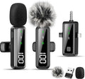 Wireless Lavalier Microphone for iPhone/Android/Camera, Upgraded Mini Microphone with LED Indicator & Noise Reduction, Mic for Video Recording, YouTube, TikTok, and Vlogging (Dark Black) by Giconino