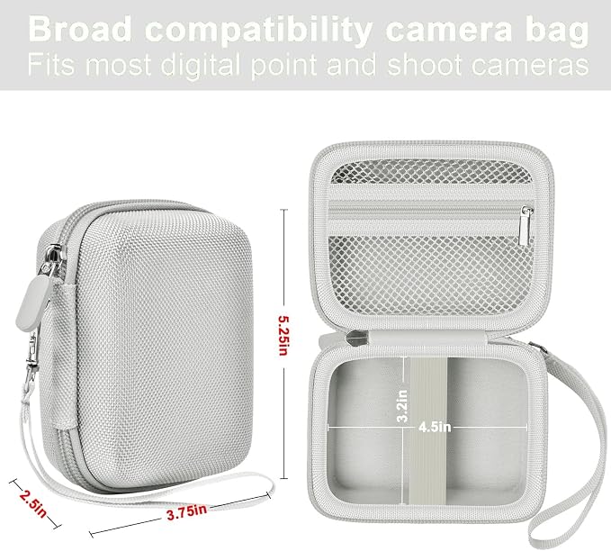 ALKOO Digital Camera Case for CAMKORY/Pouch for KODAK PixproLight Grey | for Lecran/for VAHOIALD Point and Shoot Camera, Hard Carrying Case with Mesh Pocket, Compact for Vlogging, Travel and Storage - Image 3