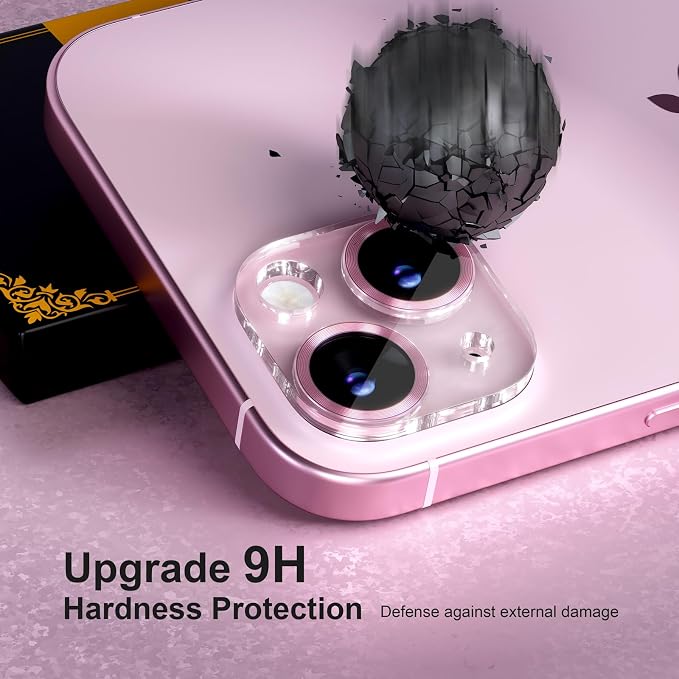 for 6 Pack iPhone 15 / iPhone 15 Plus Camera Lens Protector [Drop Protection] [Case Friendly] [Easy Installation] 9H Tempered Glass Camera Screen Protector Cover Accessories, CD Pink - Image 3