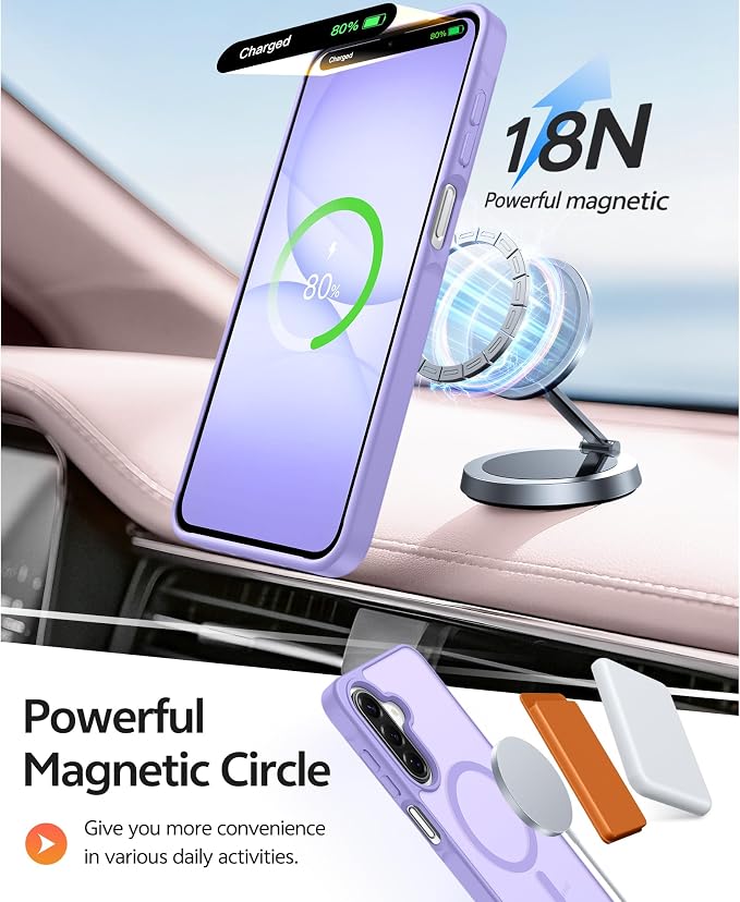 FNTCASE for Galaxy A17/A16 5G Phone Case, Fit for Magsafe, Screen Protector | Translucent Matte, 14FT Military Grade Drop Protection, Slim Shockproof Protective, for Samsung A 17 A 16 Cover, Light Purple - Image 3