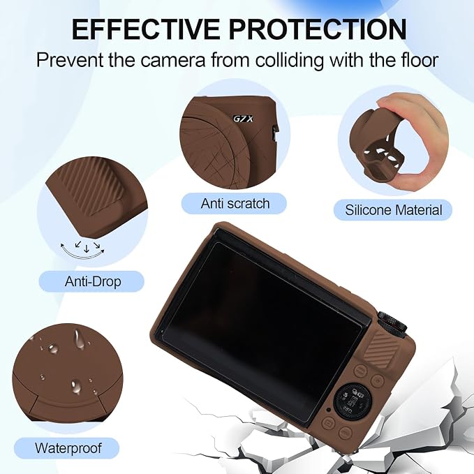 Case with Removable Lens Cover for Canon G7X Mark II/G7XII Camera(Brown) | Soft Silicone Camera Protective Case,Slim Fit,Anti-Scratch,Dustproof,Shockproof,Camera Accessories,For Travel,Daily Use - Image 2