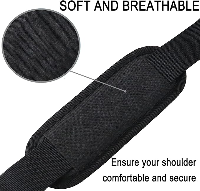 Shoulder Strap 56 Inch,Universal Adjustable Shoulder Belt Shoulder Strap | Replacement Shoulder Strap with Metal Hooks for Briefcase, Laptop Messenger Crossbody Bag, Luggage Duffel Camera, Black - Image 2