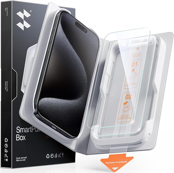 SMARTDEVIL 2 Pack Tempered Glass for iPhone 15 Pro Screen Protector | Military-Grade Shatterproof Protection, Crystal Clear, 9H Hardness, Fast & Easy Installation, Scratch Proof, Case Friendly by SmartDevil