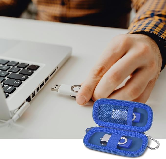 USB Flash Drive Case, SD Card/Thumb Drive/Memory Cards Holder, Bag Only | SDXC/SDHC Storage, Electronic Accessories Organizer for SanDisk / for Samsung, for Students/IT/Office/School/Travel, Blue - Image 9